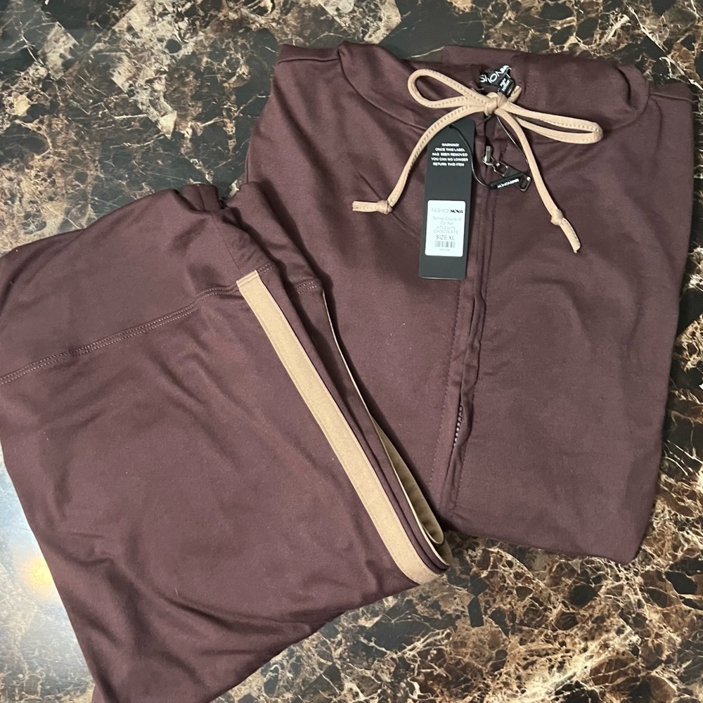 Fashion Nova - 2pc - Sweater + Matching Legging - Brown - Set - Size XL